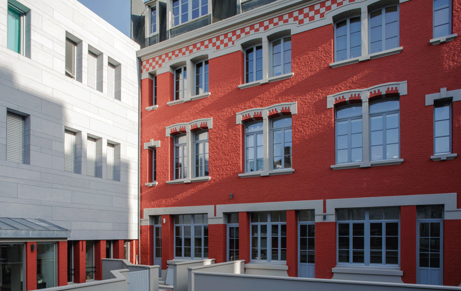 Rénovation de façade de l'école HDBM à Arras réalisée par FMDA Construction